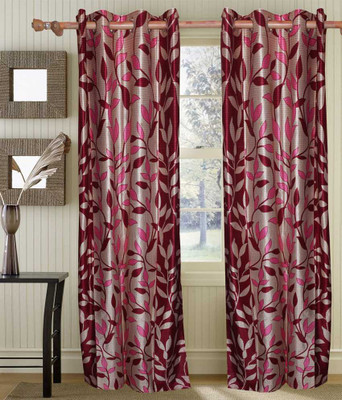 59% OFF on Hargunz Polyester Pink Floral Eyelet Curtain