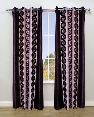 45% OFF on Fresh From Loom Polycotton Brown Self Design Eyelet Curtain