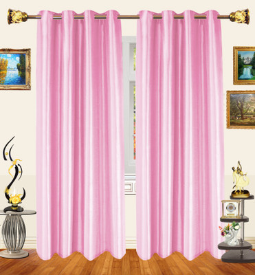 53% OFF on Decor Bazaar Polyester Pink Fleur-de-lis Eyelet Curtain