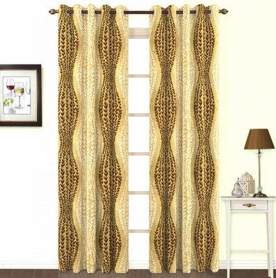 Skipper Polyester Brown Printed Eyelet Curtain