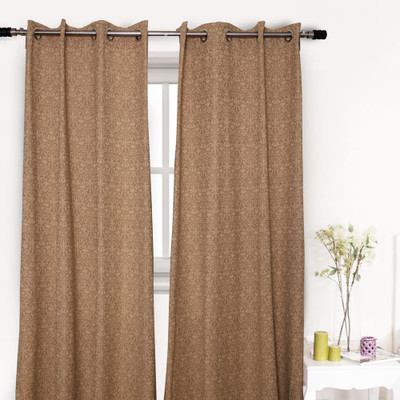 House This Cotton Brown Damask Eyelet Curtain