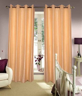 56% OFF on Fogg Polyester Beige, Beige Solid Tab Top Curtain
