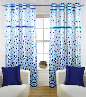 45% OFF on Handloom Factory Polycotton Blue Floral Eyelet Curtain