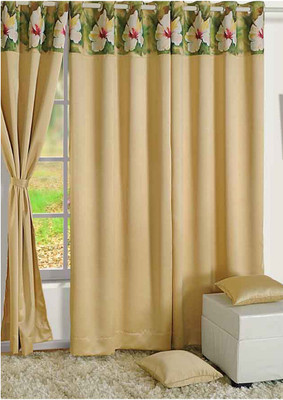 17% OFF on Swayam Silk Beige, Green Floral Eyelet Curtain 17% OFF on Swayam Silk Beige, Green Floral Eyelet Curtain
