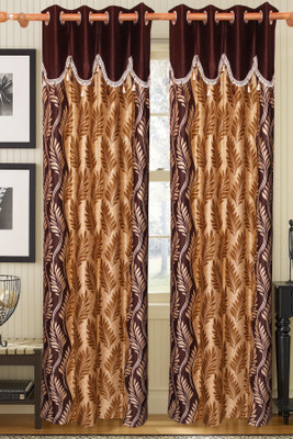 42% OFF on Vrinda Polyester Brown Printed Eyelet Curtain