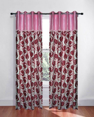 60% OFF on Homefab India Polyester Pink Checkered Eyelet Curtain
