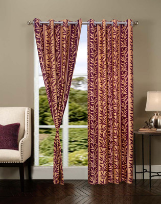 61% OFF on Shopgrab Polyester Multicolor Floral Eyelet Curtain