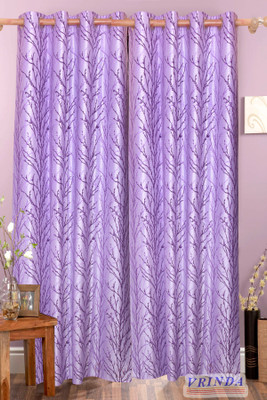 40% OFF on Vrinda Polycotton Purple Floral Eyelet Curtain