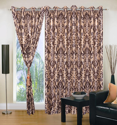 10% OFF on Handloomhub Polyester Coffee Printed Eyelet Curtain