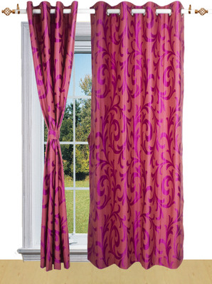 51% OFF on Shandar Polyester Purple Floral Eyelet Curtain