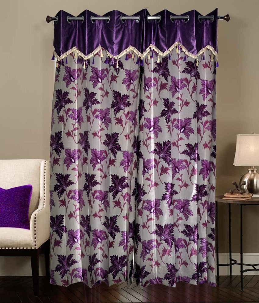 50% OFF on PHM Polyester Purple Floral Eyelet Curtain 50% OFF on PHM Polyester Purple Floral Eyelet Curtain