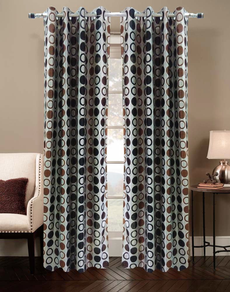 64% OFF on Urban Arts Polyester Brown Striped Eyelet Curtain