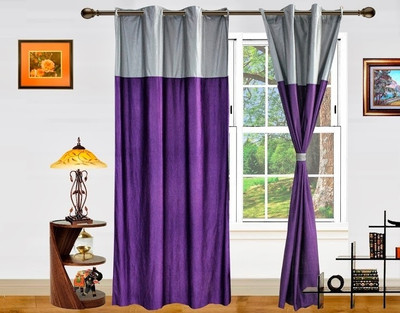 50% OFF on Dekor World Polyester Silver, Purple Printed Eyelet Curtain