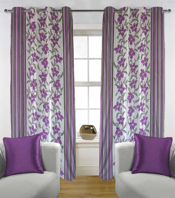 58% OFF on Kings Polycotton Purple Floral Eyelet Curtain