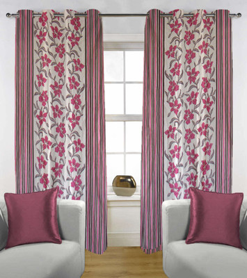 60% OFF on Kings Polycotton Pink Floral Eyelet Curtain