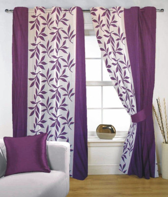 55% OFF on Optimistic Home Furnishing Polyester Purple Floral Eyelet Curtain
