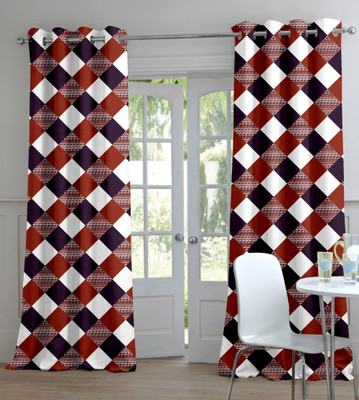 64% OFF on Trendy Home Polyester Maroon Floral Eyelet Curtain