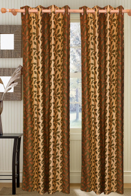 57% OFF on Vrinda Polyester Green Floral Eyelet Curtain