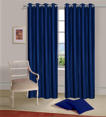 35% OFF on Handloomdaddy Polyester Dark Blue Abstract Eyelet Curtain