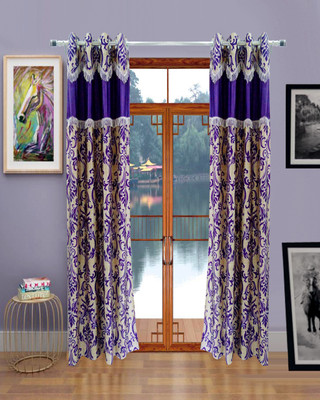 65% OFF on Homefab India Polyester Purple Solid Eyelet Curtain