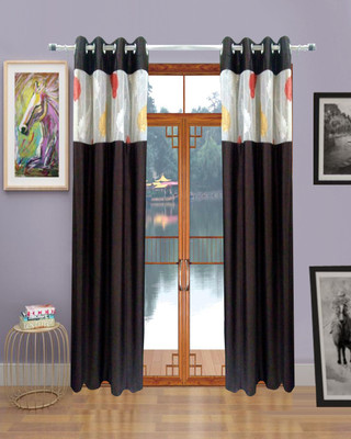 60% OFF on Homefab India Polyester Brown Floral Eyelet Curtain