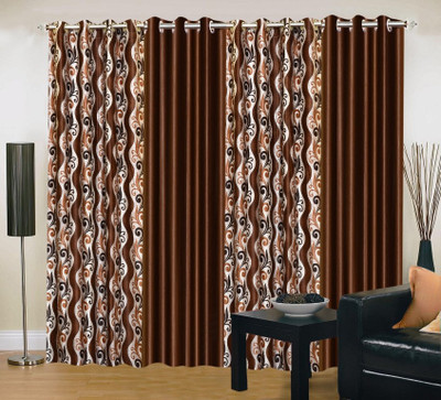 34% OFF on IWS Polyester Brown Printed Eyelet Curtain