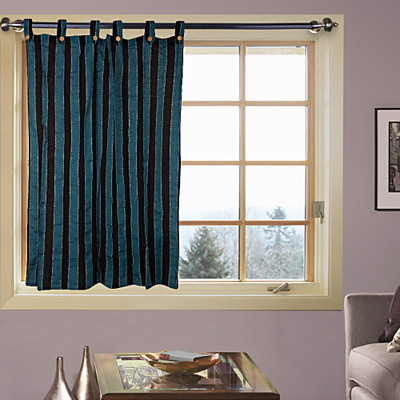66% OFF on Kings Polycotton Blue Self Design Door Curtain