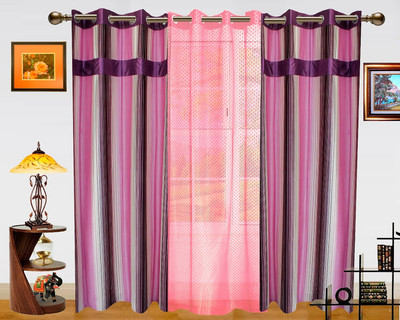 44% OFF on Dekor World Polyester Pink Geometric Eyelet Curtain
