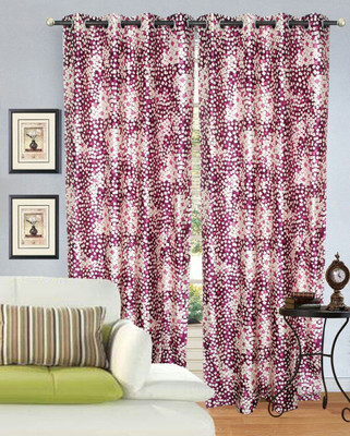49% OFF on Hargunz Polyester Lavender Floral Eyelet Curtain