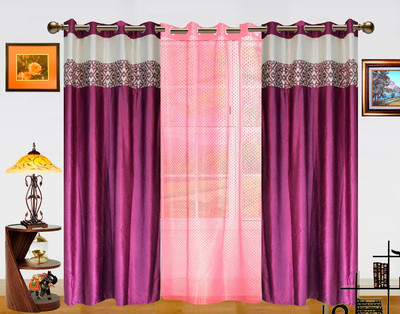 44% OFF on Dekor World Polyester Purple, Pink Batik Eyelet Curtain
