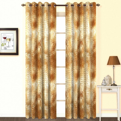 Skipper Polyester Brown Solid Eyelet Curtain