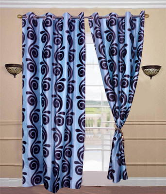 66% OFF on HomeZaara Polyester Multicolor Striped Eyelet Curtain