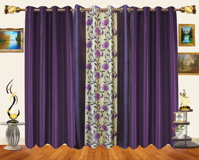 52% OFF on Decor Bazaar Polyester Purple Abstract Eyelet Curtain