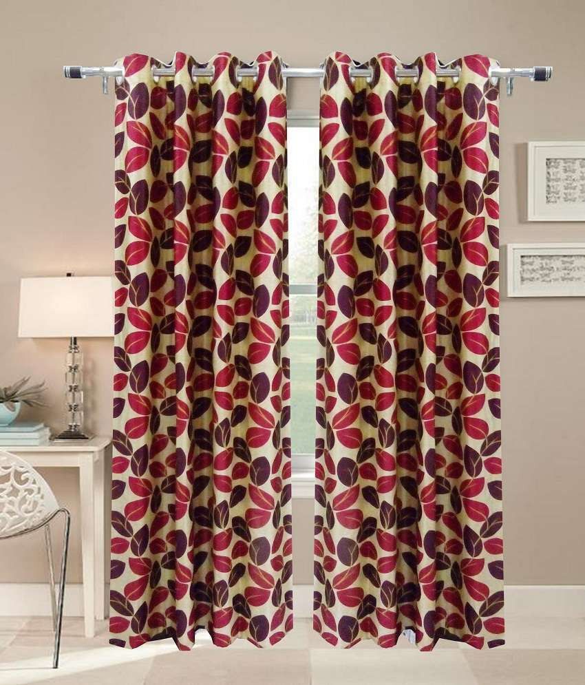 43% OFF on Madhav Product Polyester Maroon Floral Eyelet Curtain