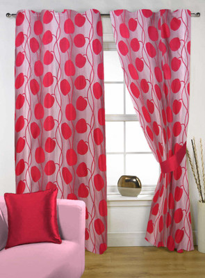 50% OFF on Kings Polycotton Red Printed Eyelet Curtain