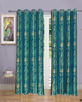 34% OFF on FabBig Polyester Blue Door Curtain 84 inch in Height, Pack of 2