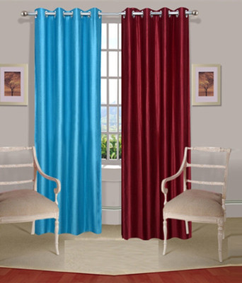 48% OFF on ExpressionsHome Polyester Blue, Red Solid Eyelet Curtain