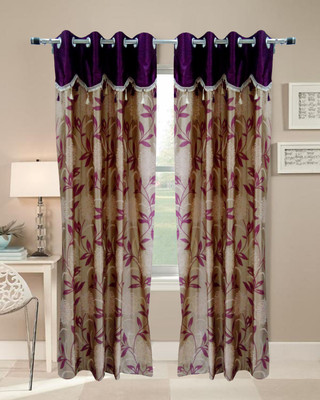 67% OFF on Homefab India Polyester Lavender Damask Eyelet Curtain