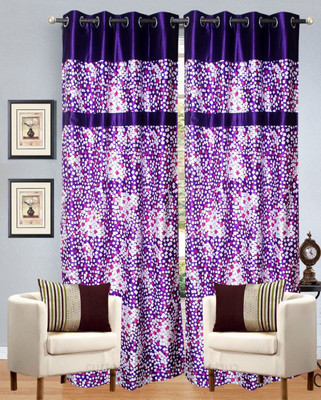 55% OFF on Decor Vatika Polyester Purple Abstract Eyelet Curtain