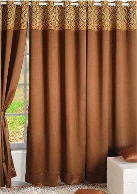15% OFF on Swayam Silk Brown, Beige Floral Eyelet Curtain 15% OFF on Swayam Silk Brown, Beige Floral Eyelet Curtain