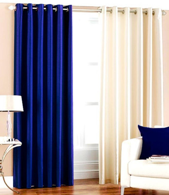 44% OFF on Hargunz Polyester Blue, Beige Floral Eyelet Curtain