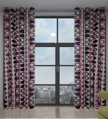 58% OFF on Home Candy Polyester Purple Solid Eyelet Curtain