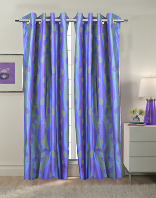 67% OFF on Trendy Home Polyester Blue Printed Eyelet Curtain