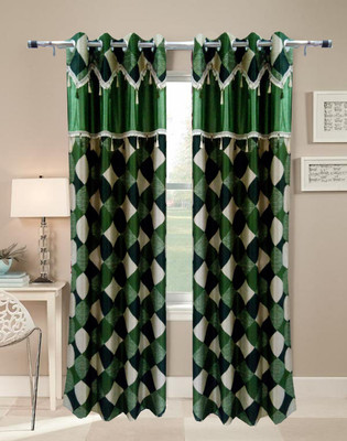 60% OFF on Homefab India Polyester Green Checkered Eyelet Curtain