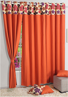 24% OFF on Swayam Cotton Pink, Purple, Orange Solid Eyelet Curtain