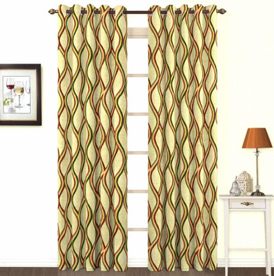 10% OFF on Skipper Polyester, Viscose, Blends Multicolour Lattice Concealed Tab Top Curtain
