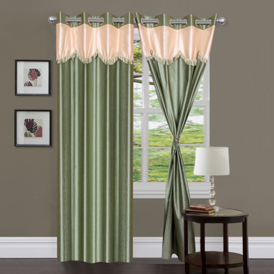 41% OFF on Handloomhub Polyester Green Solid Eyelet Curtain