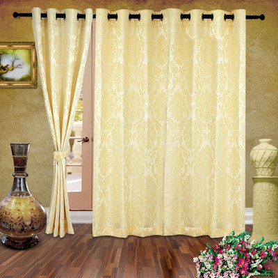 50% OFF on Cortina Polyester Gold Floral Eyelet Curtain