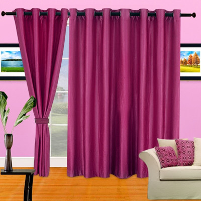 65% OFF on Cortina Polyester Purple Geometric Eyelet Curtain