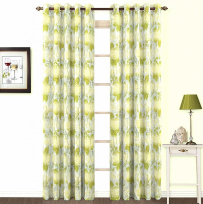 Skipper Polyester, Viscose Green Solid Eyelet Curtain